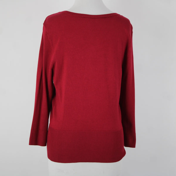 White House Black Market NEW $94 Sz M Cardinal Red Rayon Nylon Cardigan Sweater