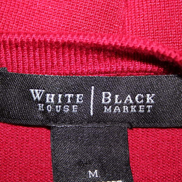 White House Black Market NEW $94 Sz M Cardinal Red Rayon Nylon Cardigan Sweater