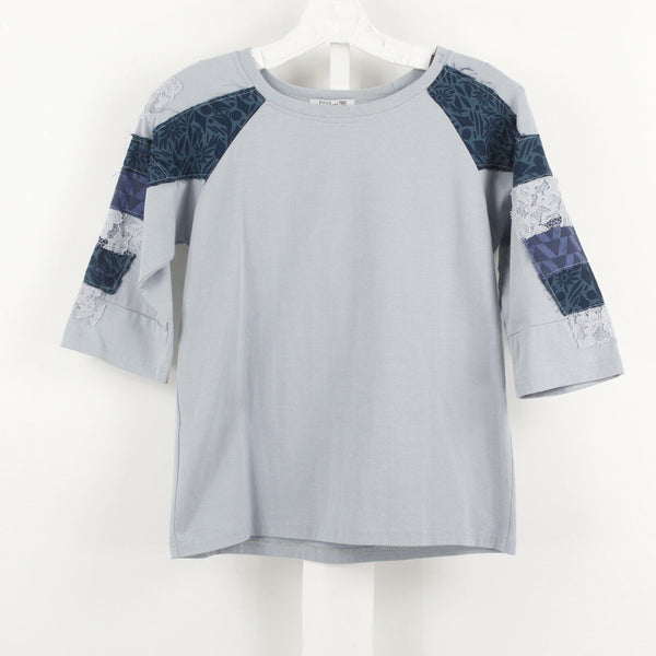 Joyous And Free NEW Sz 16 Kids Blue Navy 3/4 Sleeve Cotton Spandex Top
