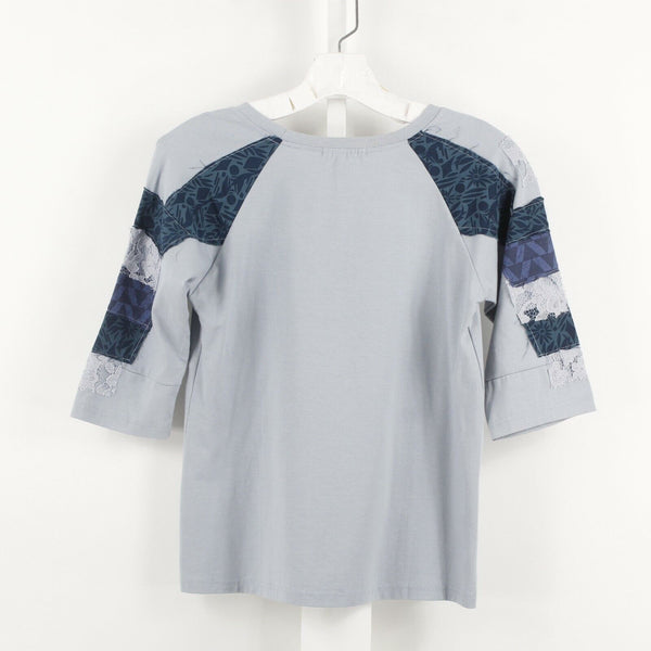 Joyous And Free NEW Sz 16 Kids Blue Navy 3/4 Sleeve Cotton Spandex Top