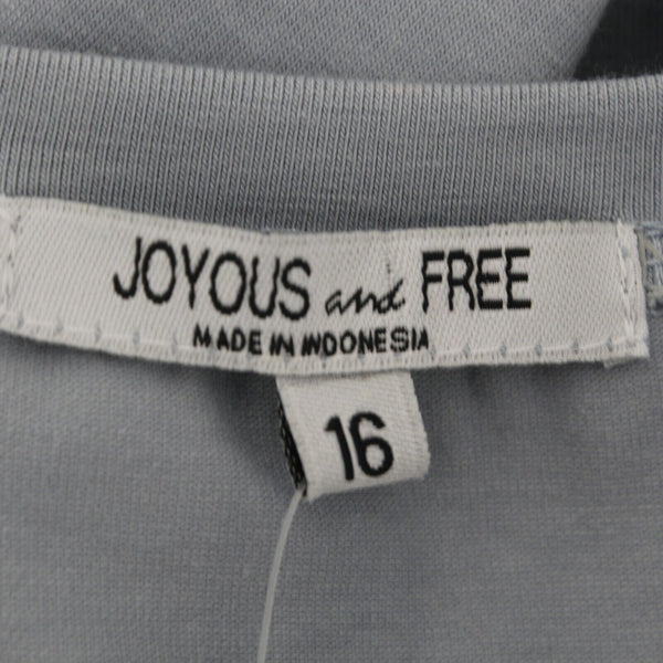 Joyous And Free NEW Sz 16 Kids Blue Navy 3/4 Sleeve Cotton Spandex Top