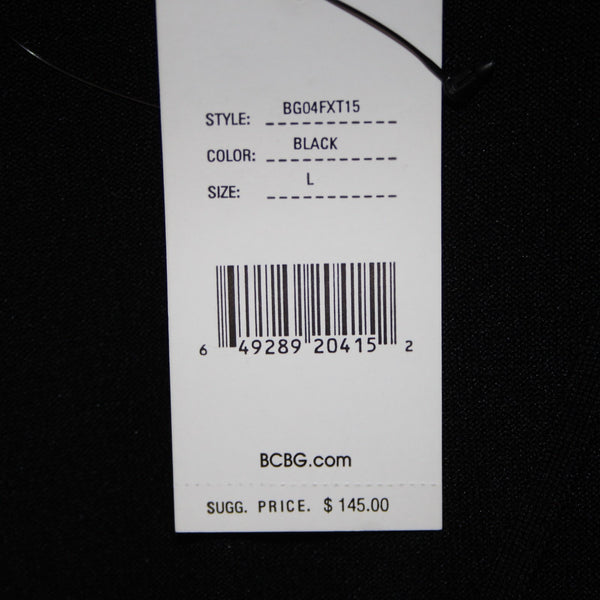 BCBG Maxazria Top NEW $145 Sz L Black 3/4 Sleeve Silk Nylon Spandex Pendant Top