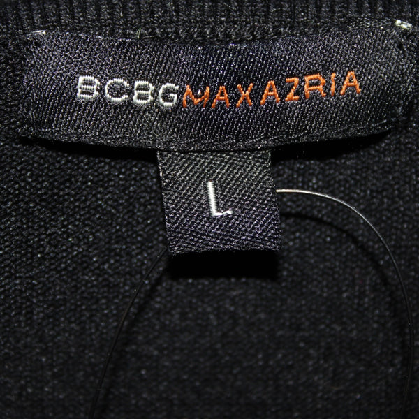 BCBG Maxazria Top NEW $145 Sz L Black 3/4 Sleeve Silk Nylon Spandex Pendant Top