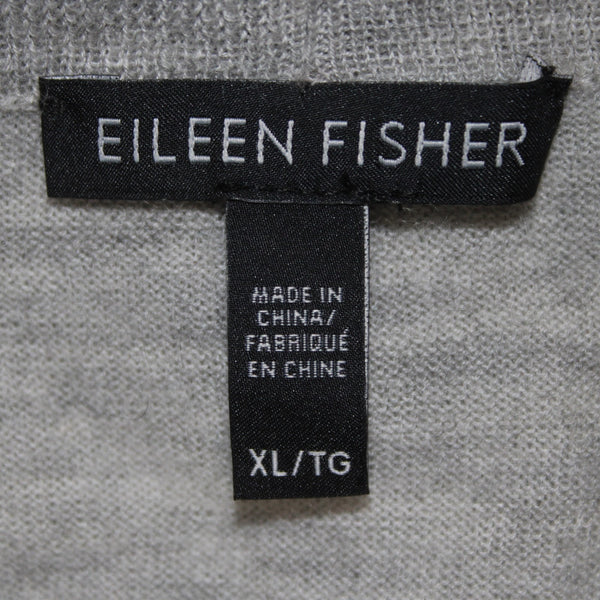 Eileen Fisher Wrap Sweater Sz XL Gray Collared 100% Cashmere Wrap Sweater