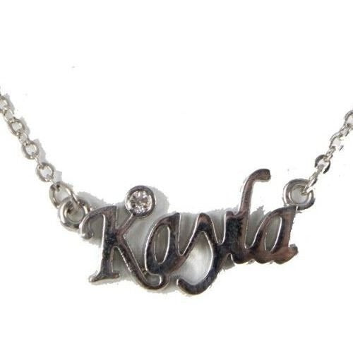 KAYLA Name Silvertone Rhinestone 14.5" w 4.5" Multi Ring Ext Necklace