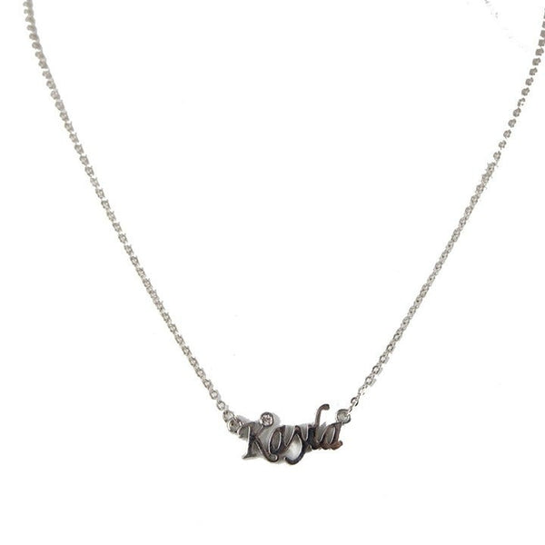 KAYLA Name Silvertone Rhinestone 14.5" w 4.5" Multi Ring Ext Necklace