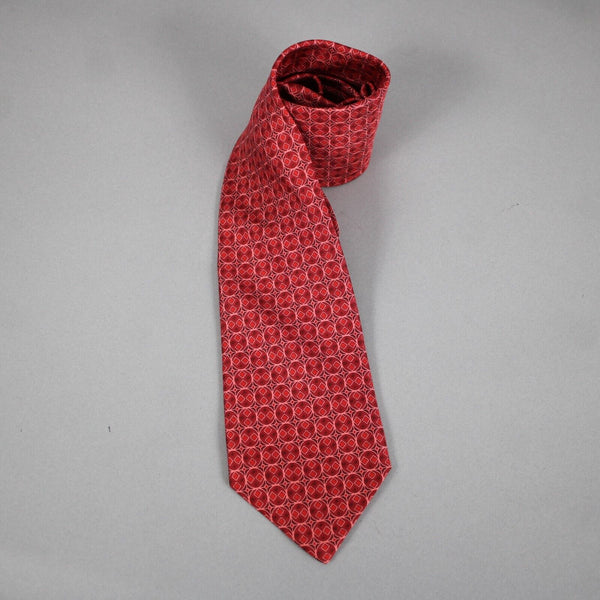 Hermes Red Pink 62" Geometric 100% Silk Tie With Gift Box