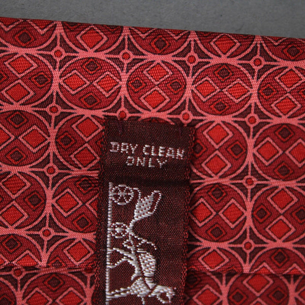 Hermes Red Pink 62" Geometric 100% Silk Tie With Gift Box