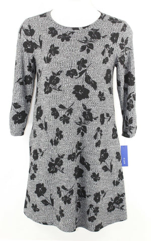 Apt.9 NEW $50 Sz L Gray Black Softly Ribbed Poly Spandex Knit Dress