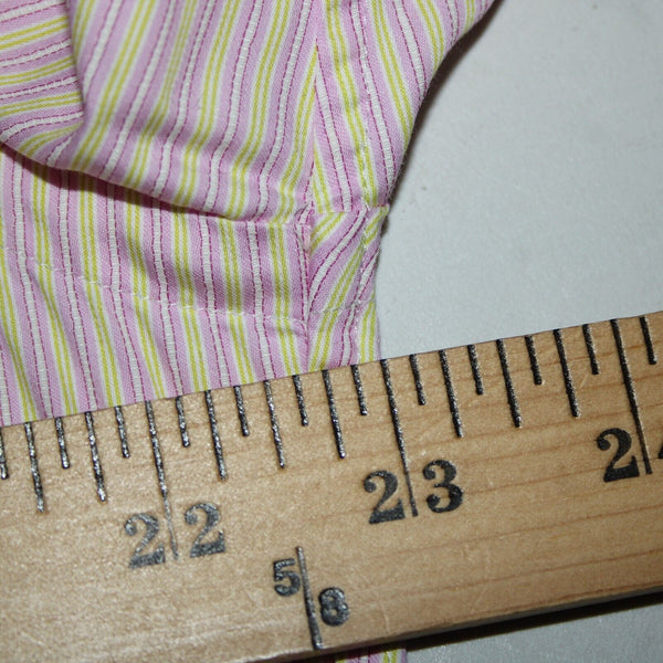 Loro Piana Sz 16/41 Pink White Yellow Collared Button Striped 100% Cotton Shirt