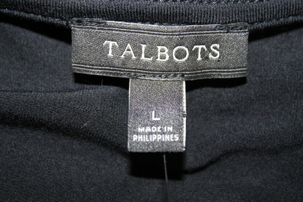 Talbots NEW Sz L Black Belted Faux Wrap Long A Line Rayon Spandex Dress
