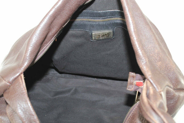 Desmo 15 x 18 x 6 Brown Large Zip Top Soft Pebbled Leather Purse