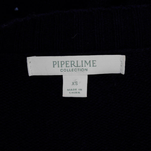 Piperlime Collection Sz XS Navy Beaded V Neck Nylon Acrylic Wool Cardigan