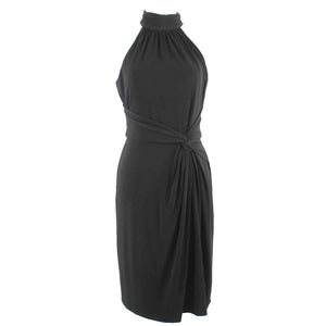 Catherine Malandrino NEW $118 Sz 6 Black Twist High Neck Poly Blend Dress
