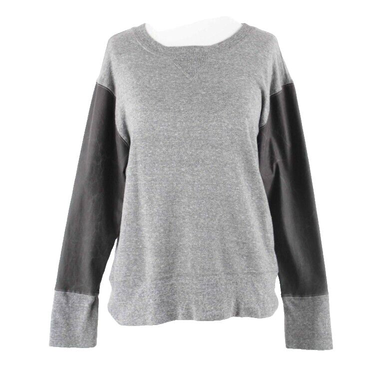Current Elliott Sz 0 Gray Coated Sleeves Cotton Blend Pull Over Sweater