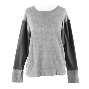 Current Elliott Sz 0 Gray Coated Sleeves Cotton Blend Pull Over Sweater