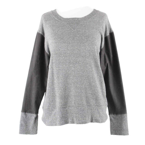 Current Elliott Sz 0 Gray Coated Sleeves Cotton Blend Pull Over Sweater