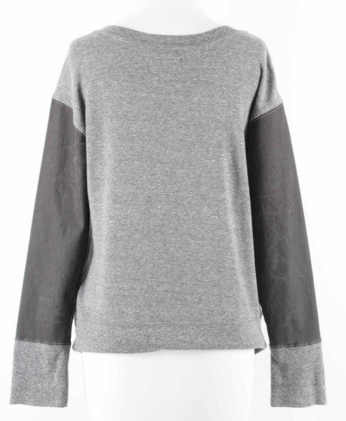 Current Elliott Sz 0 Gray Coated Sleeves Cotton Blend Pull Over Sweater