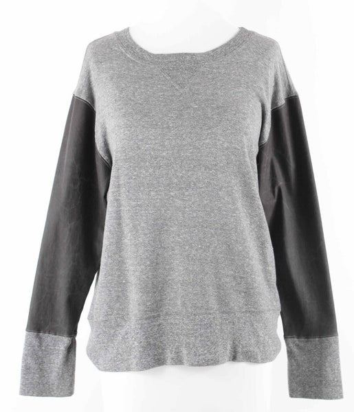 Current Elliott Sz 0 Gray Coated Sleeves Cotton Blend Pull Over Sweater