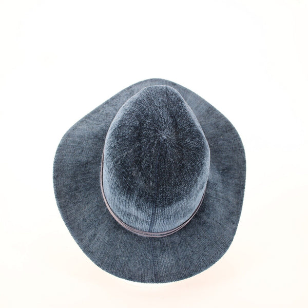 Unbranded Navy Blue Leather Rhinestone 100% Chenille Hat