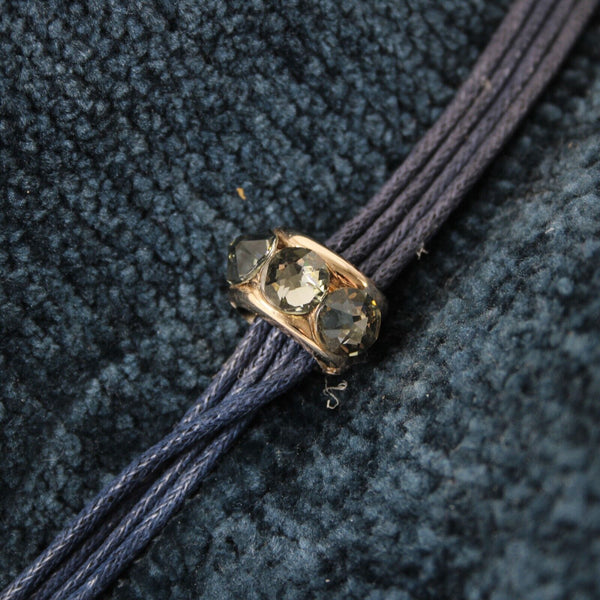 Unbranded Navy Blue Leather Rhinestone 100% Chenille Hat