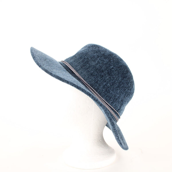 Unbranded Navy Blue Leather Rhinestone 100% Chenille Hat
