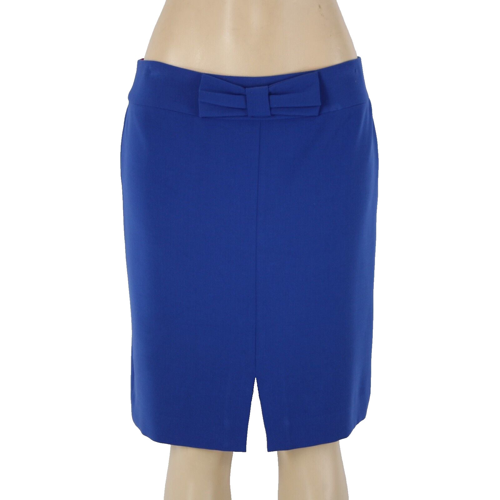 Banana Republic Sz 10 Royal Blue Lined Bow Detail Polyester Rayon Pencil Skirt