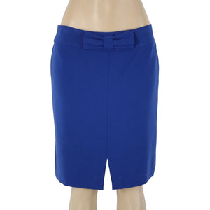 Banana Republic Sz 10 Royal Blue Lined Bow Detail Polyester Rayon Pencil Skirt