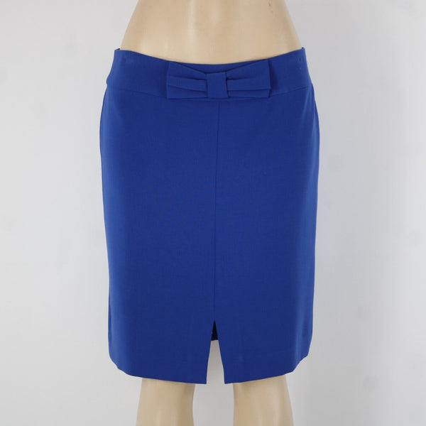 Banana Republic Sz 10 Royal Blue Lined Bow Detail Polyester Rayon Pencil Skirt