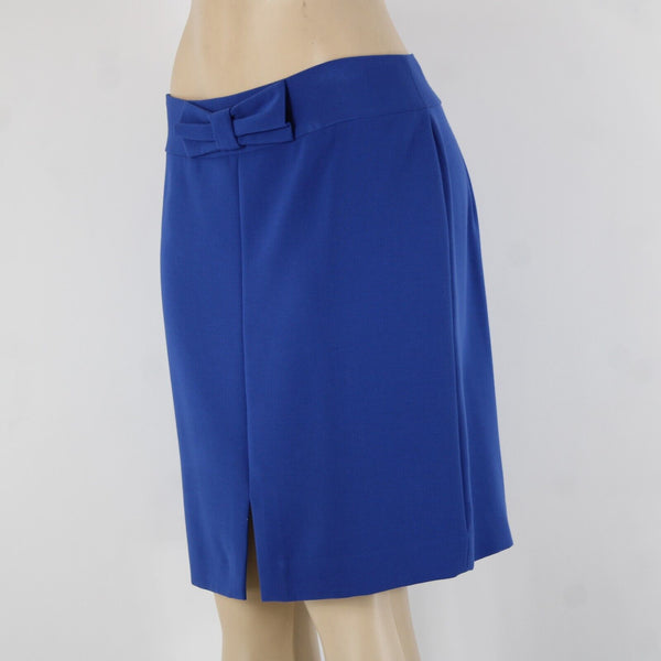 Banana Republic Sz 10 Royal Blue Lined Bow Detail Polyester Rayon Pencil Skirt