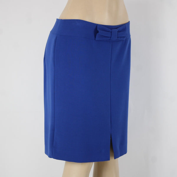 Banana Republic Sz 10 Royal Blue Lined Bow Detail Polyester Rayon Pencil Skirt