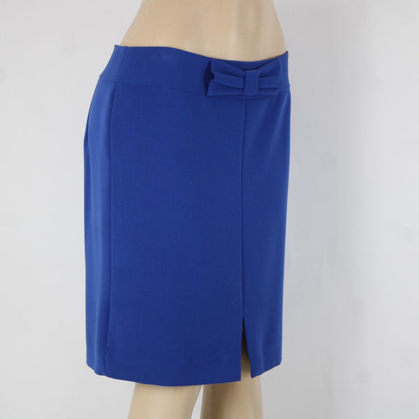 Banana Republic Sz 10 Royal Blue Lined Bow Detail Polyester Rayon Pencil Skirt