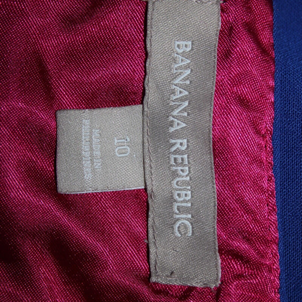 Banana Republic Sz 10 Royal Blue Lined Bow Detail Polyester Rayon Pencil Skirt