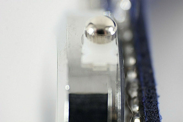 Vegan Suede Sz To 8 Blue Silvertone Snap Closure 3 Strands Rhinestone Watch