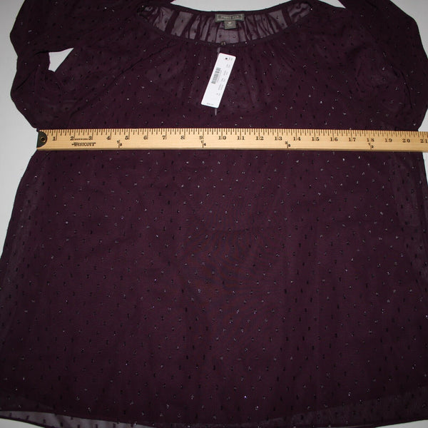 Point Sur NEW $98 Sz M Purple Eggplant Chiffon Overlay Two Pc 100% Polyester Top