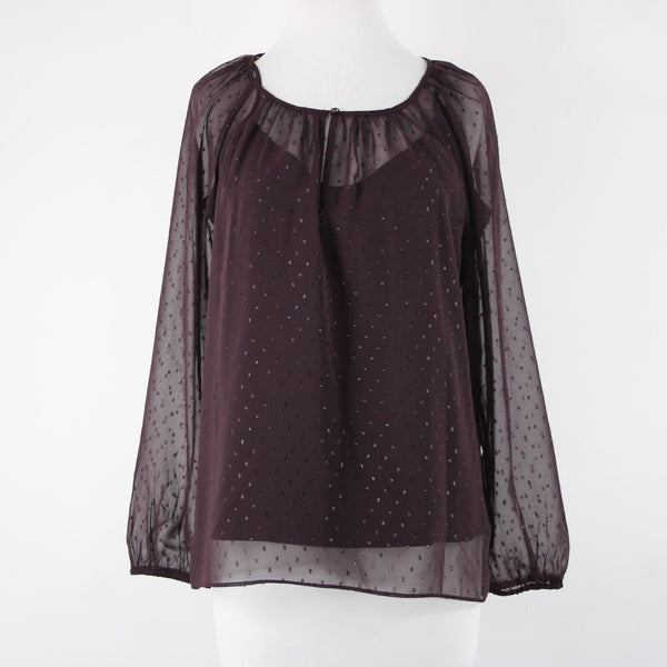 Point Sur NEW $98 Sz M Purple Eggplant Chiffon Overlay Two Pc 100% Polyester Top