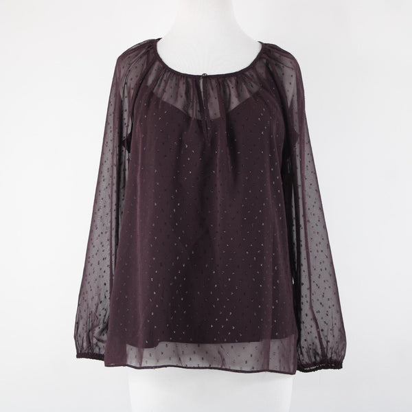 Point Sur NEW $98 Sz M Purple Eggplant Chiffon Overlay Two Pc 100% Polyester Top