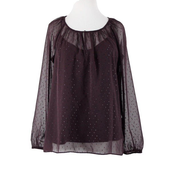 Point Sur NEW $98 Sz M Purple Eggplant Chiffon Overlay Two Pc 100% Polyester Top