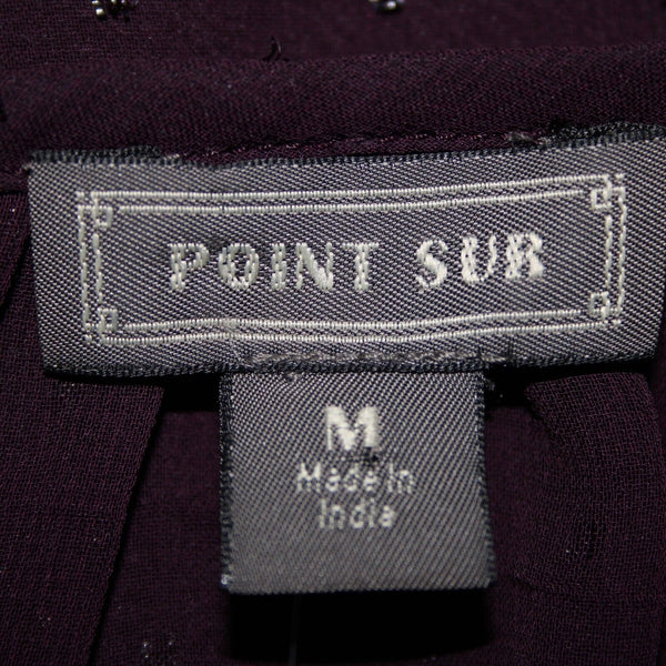 Point Sur NEW $98 Sz M Purple Eggplant Chiffon Overlay Two Pc 100% Polyester Top