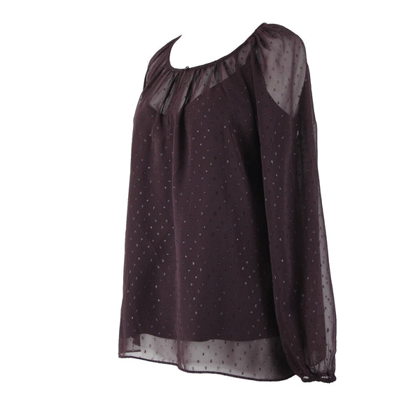 Point Sur NEW $98 Sz M Purple Eggplant Chiffon Overlay Two Pc 100% Polyester Top