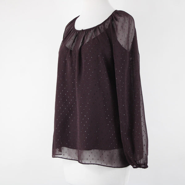Point Sur NEW $98 Sz M Purple Eggplant Chiffon Overlay Two Pc 100% Polyester Top