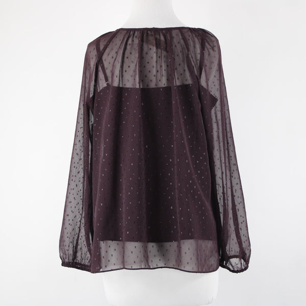 Point Sur NEW $98 Sz M Purple Eggplant Chiffon Overlay Two Pc 100% Polyester Top