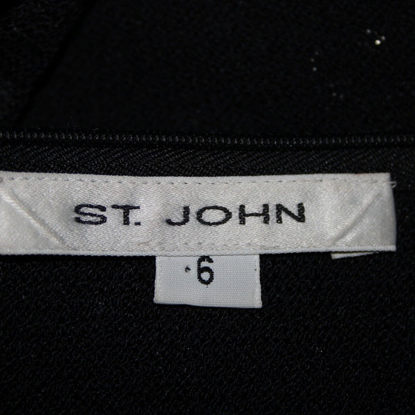 St John Sz 6 Black Purple Multi Color Pailettes Collared Santanta Knit Top