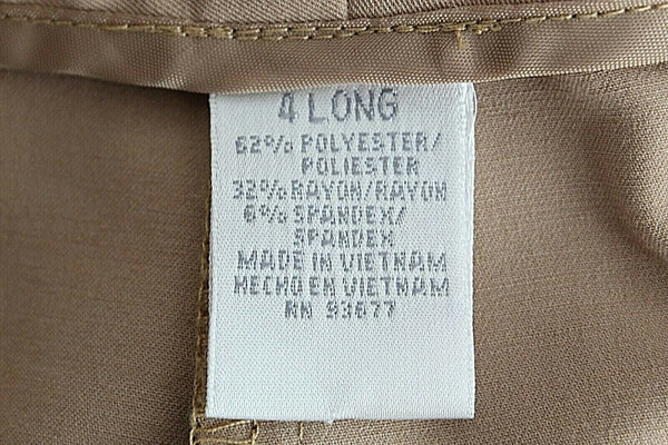 Worthington Works Sz 4L x 30 Tan Straight Poly Rayon Spandex Trouser Pant