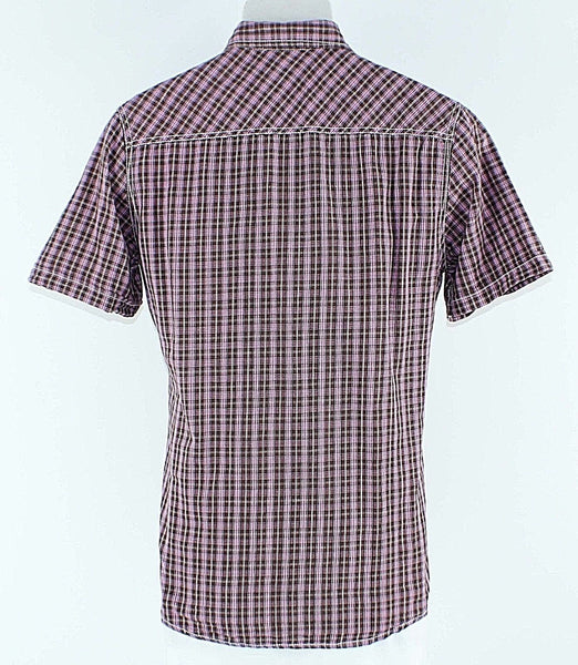Paper Denim & Cloth Sz M Pink Brown SS 100% Cotton Men's Button Down Shirt