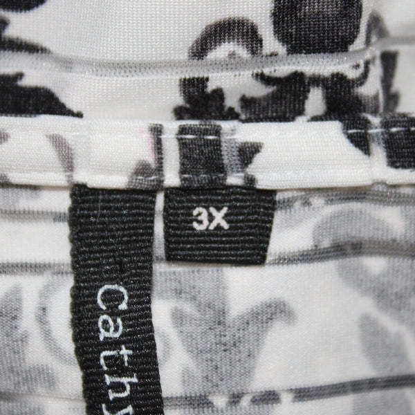 Cathy Top NEW $44 Sz 3X White Black Printed Design Polyester Spandex Top