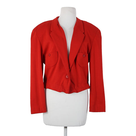 Clifford Willis Sz M Red Collared Button Short 100% Cotton Blazer Vintage Jacket