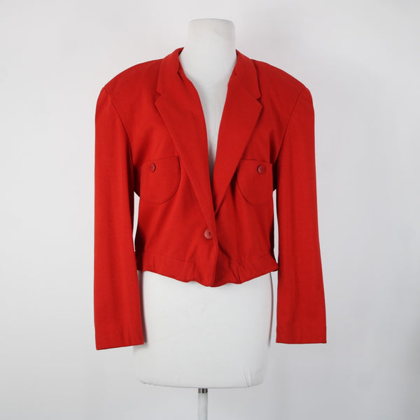 Clifford Willis Sz M Red Collared Button Short 100% Cotton Blazer Vintage Jacket