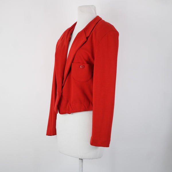 Clifford Willis Sz M Red Collared Button Short 100% Cotton Blazer Vintage Jacket