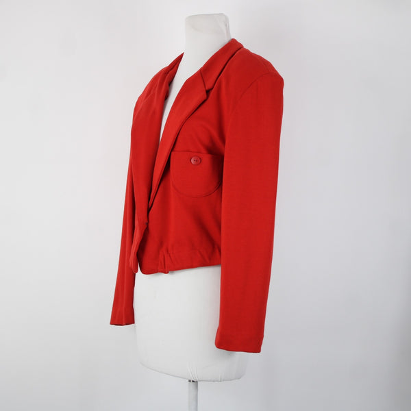 Clifford Willis Sz M Red Collared Button Short 100% Cotton Blazer Vintage Jacket